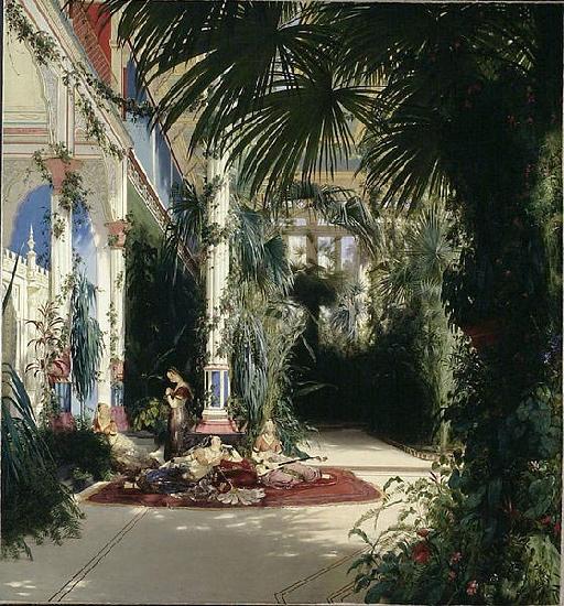 Carl Blechen The Interior of the Palm House on the Pfaueninsel Near Potsdam oil painting image
